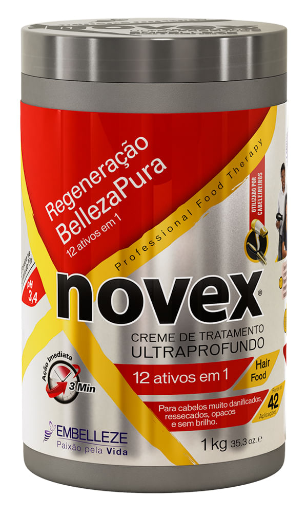 Creme de Tratamento Novex Beleza Pura 12 ativos 1000g - embalagem
