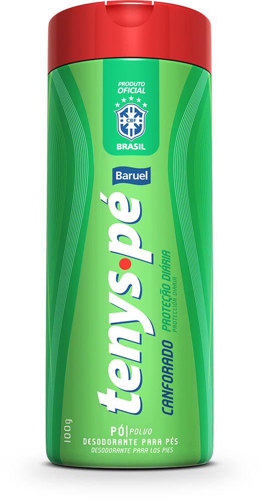 Frasco vertical do desodorante antisséptico em pó Tenys Pé Baruel 100g
