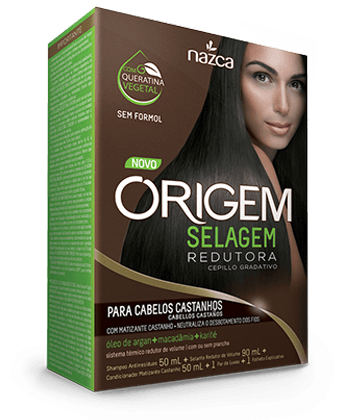 Kit Origem Selagem Redutora Nazca para cabelos castanhos - embalagem frontal