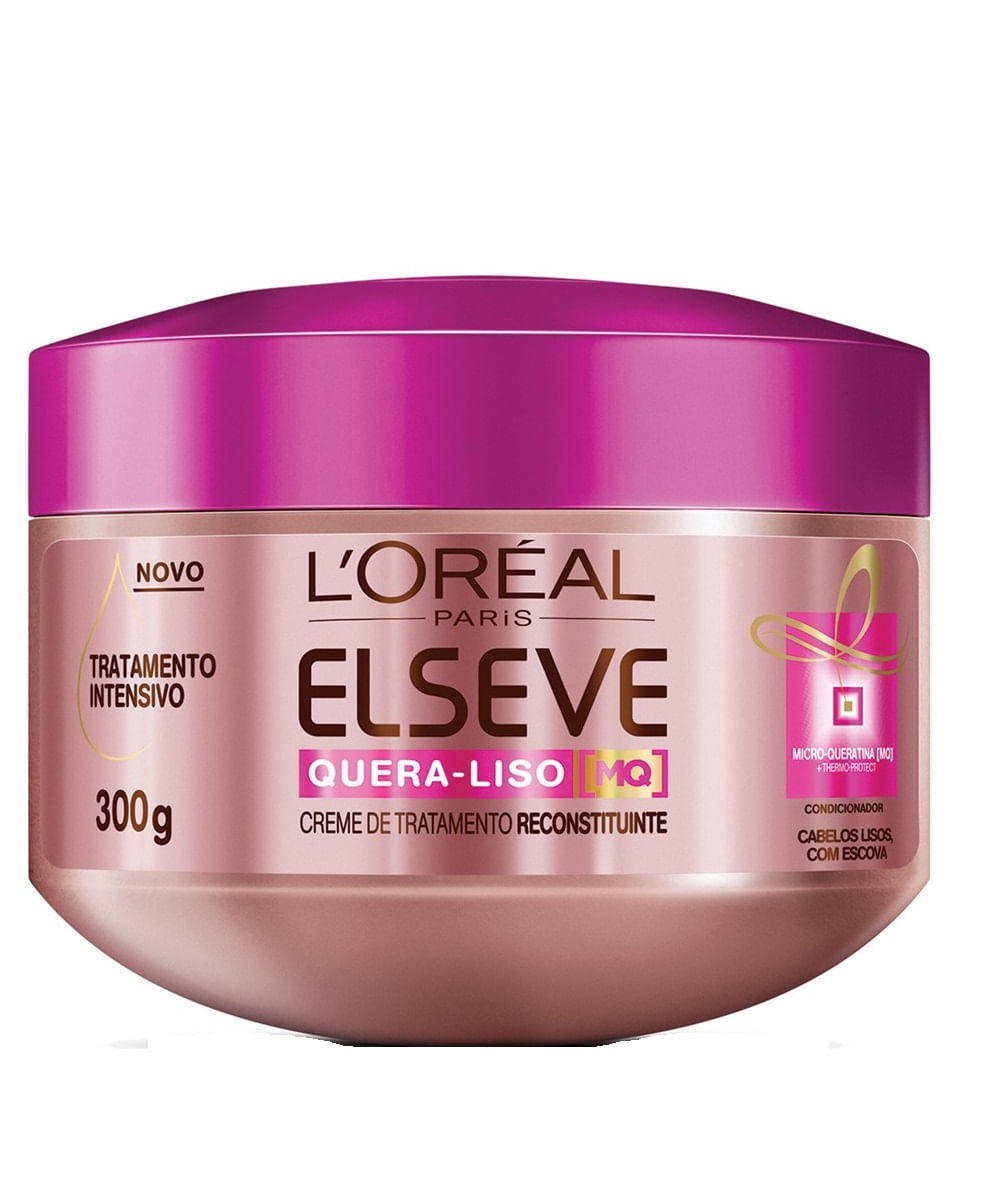 Creme de Tratamento Elseve Quera Liso L'Oréal Paris 300 g - pote fechado