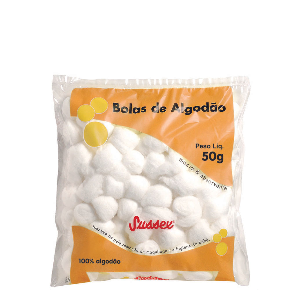 Pacote de Algodão Sussex Bolas Brancas 50g