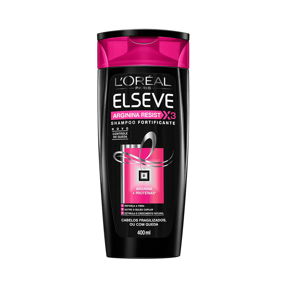 Frontal do frasco Shampoo Elseve Arginina Resist X3 400ml