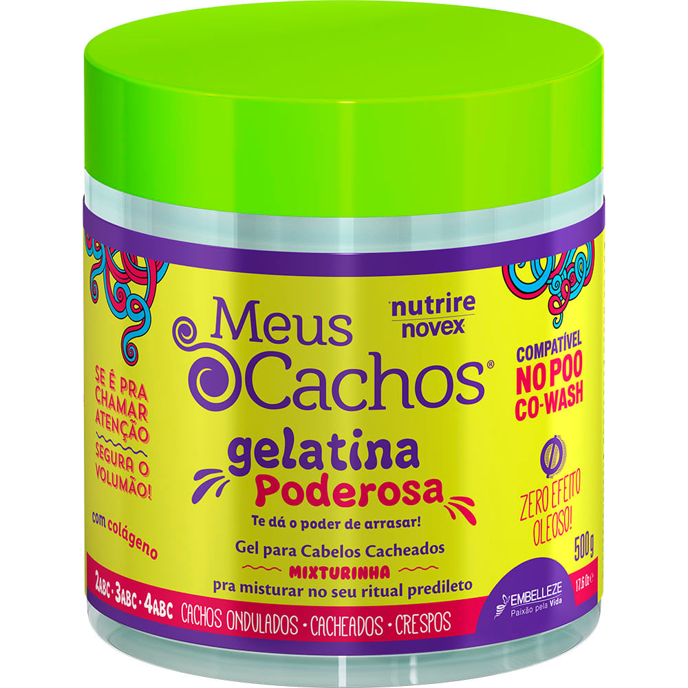 Pote frontal Gel Gelatina Novex Nutrire Meus Cachos Poderosa 500g