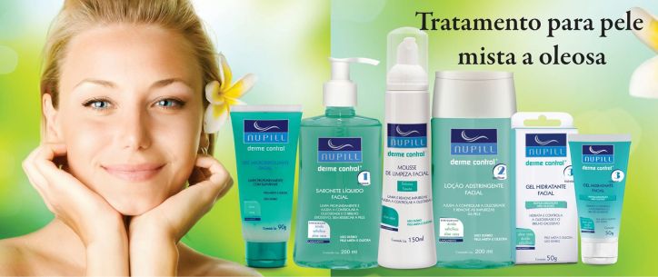 Banner da família de produtos Nupill Derme Control destacando frescor e cuidado facial