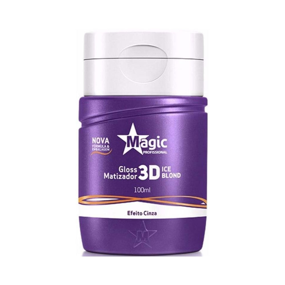 Frasco roxo do Matizador Magic Color Efeito Cinza 100ml em fundo branco