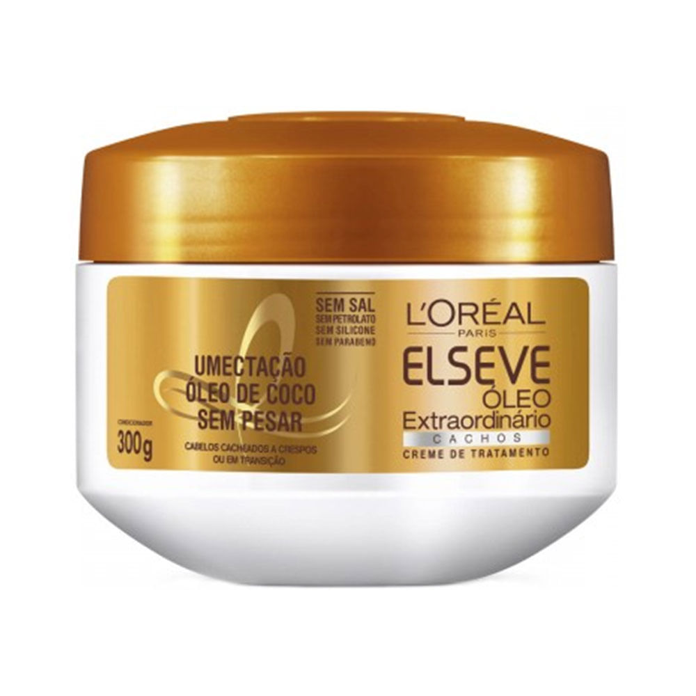 Detalhe da textura cremosa do Creme Elseve Óleo Extraordinário Cachos