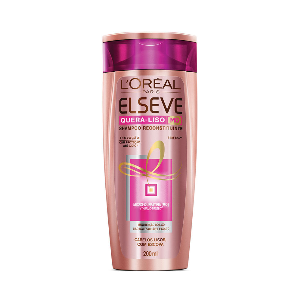 Frasco Shampoo Elseve Quera Liso 200ml L'Oréal Paris