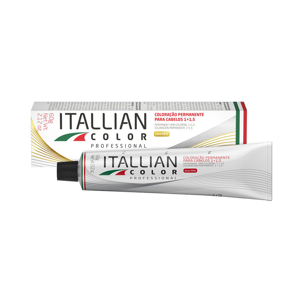 Caixa e tubo da coloração Itallian Color 7.7 Chocolate Claro