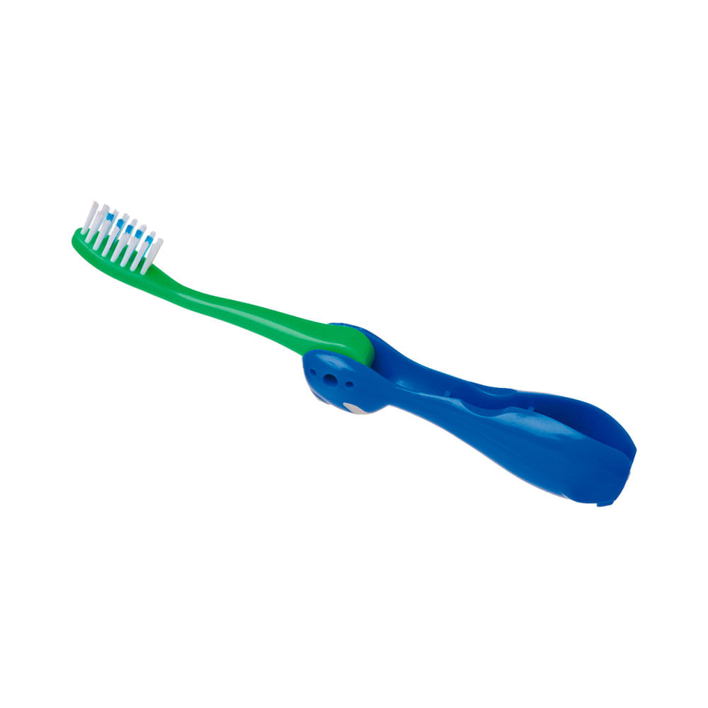 Escova Dental Kess Compact Kids 2039 azul com cabo dobrável e cerdas macias