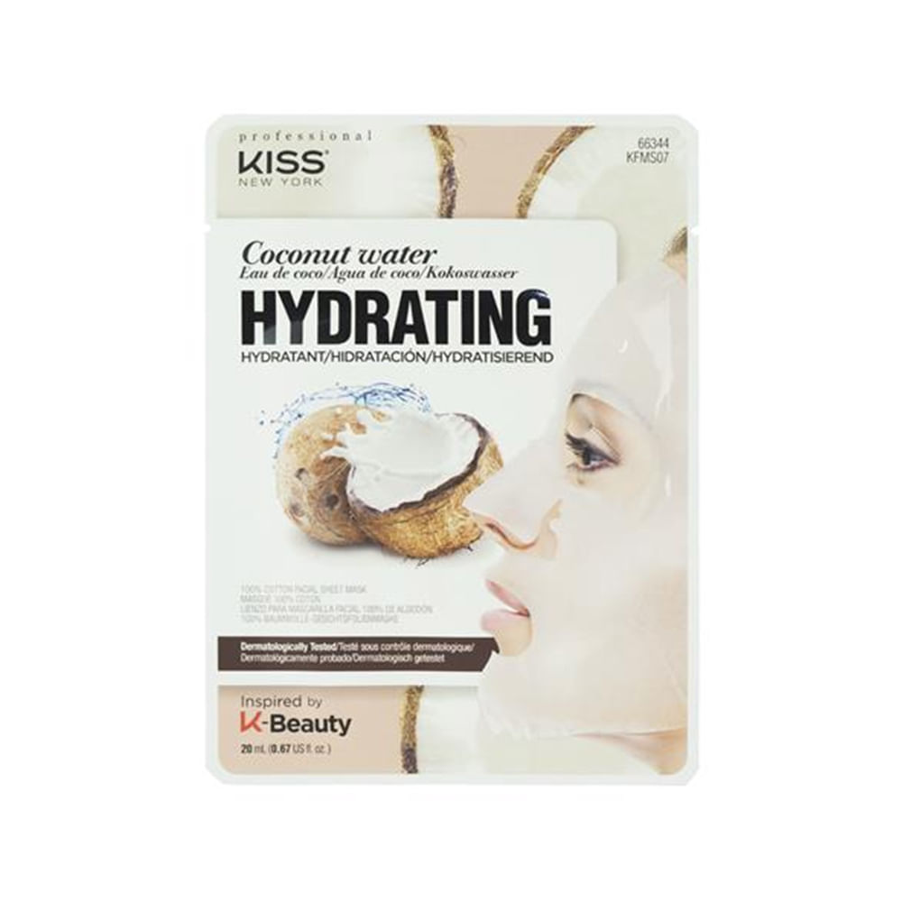 Máscara Facial Kiss New York Água de Coco embalagem frontal