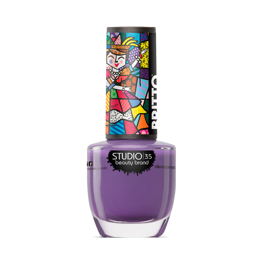 Esmalte Studio 35 Romero Britto roxo vibrante com tampa decorada