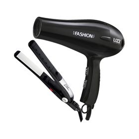 Kit-Secador-Lizz-Fashion-2000W-Preto-220V---Chapa-Passione-Bivolt-Lizz