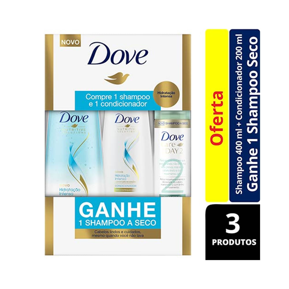 Kit Shampoo 400ml + Condicionador Dove 200ml Hidratação Intensa Grátis