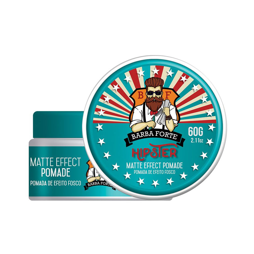 Pomada Barba Forte Matte Effect Hipster embalagem azul turquesa 60g