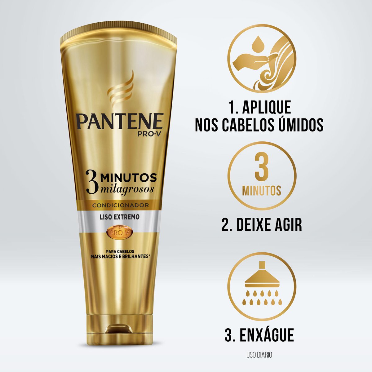 Instruções de uso do condicionador Pantene 3 Minutos Milagrosos - passo a passo