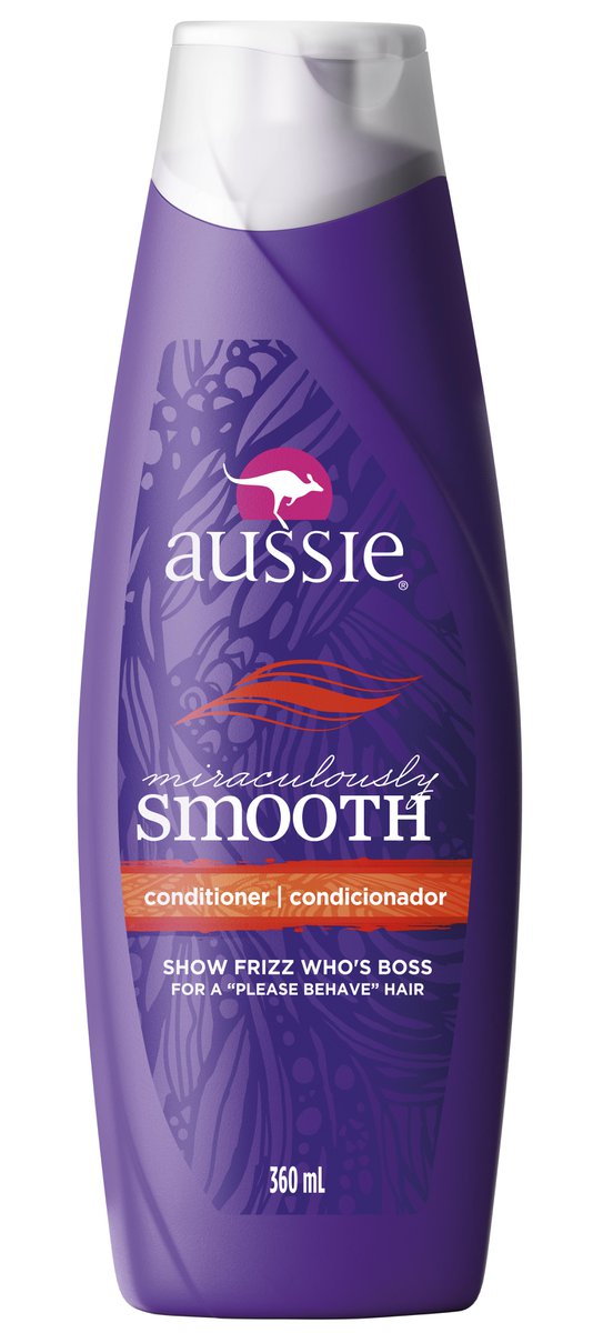 Condicionador Aussie Smooth 360ml em embalagem roxa