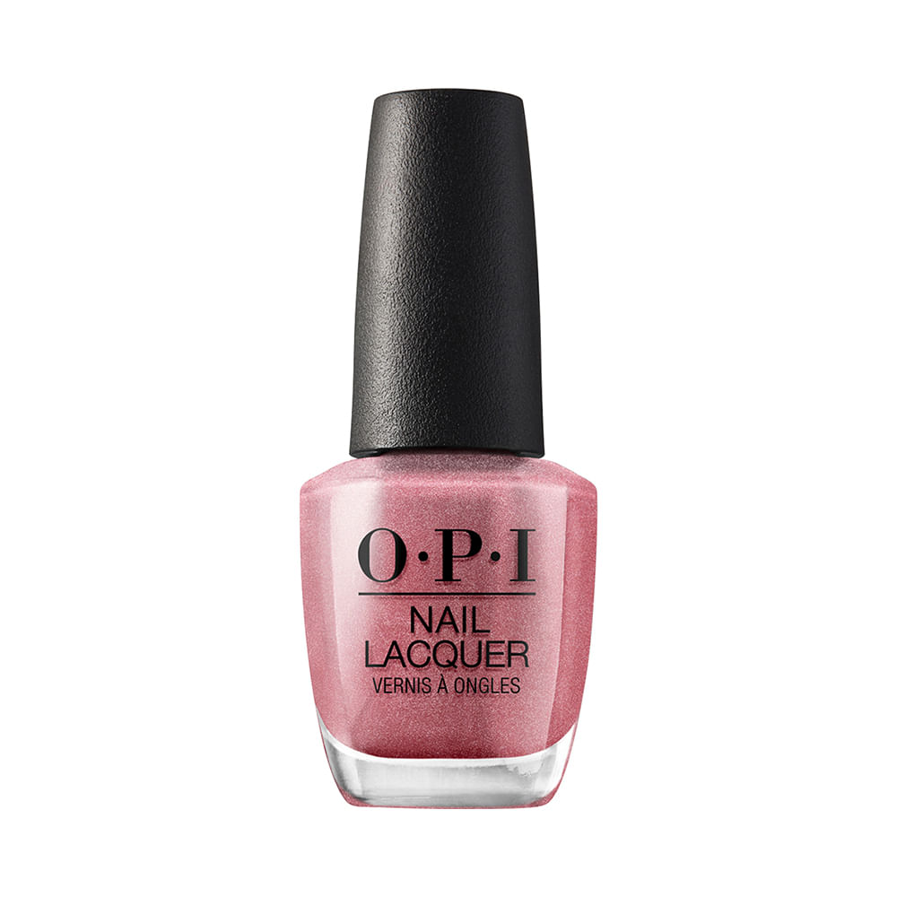 Esmalte OPI Chicago Champagne Toast frasco em fundo branco, tom rosado metálico