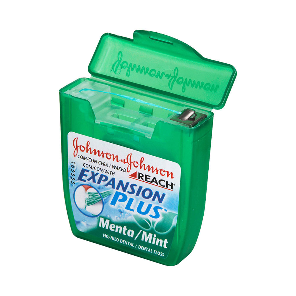 Dispenser do Fio Dental Reach com tampa articulada e corte integrado