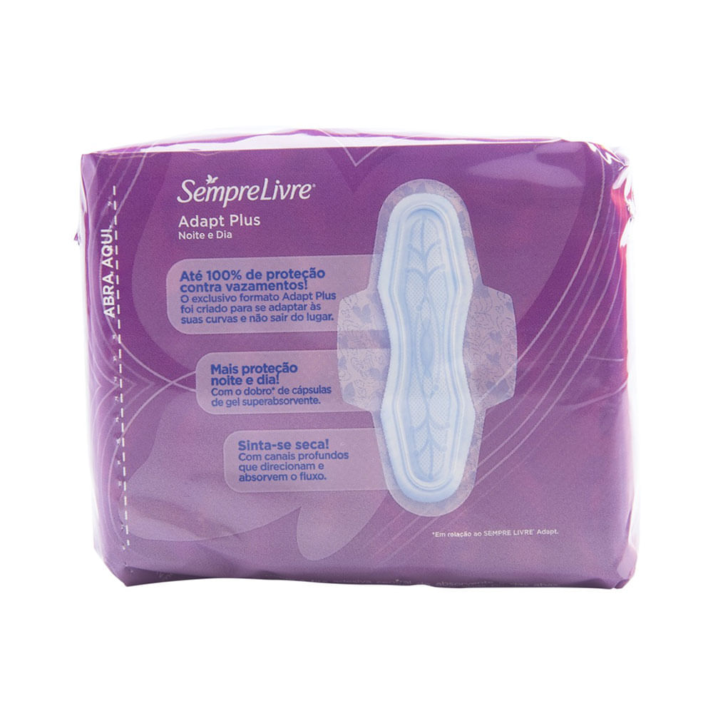 Detalhes da embalagem traseira mostrando canais de absorção e cápsulas de gel superabsorvente