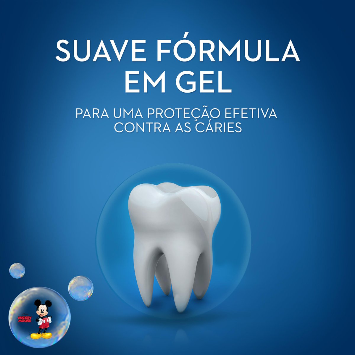 Imagem destacando proteção contra cáries e fórmula em gel Oral-B Stages