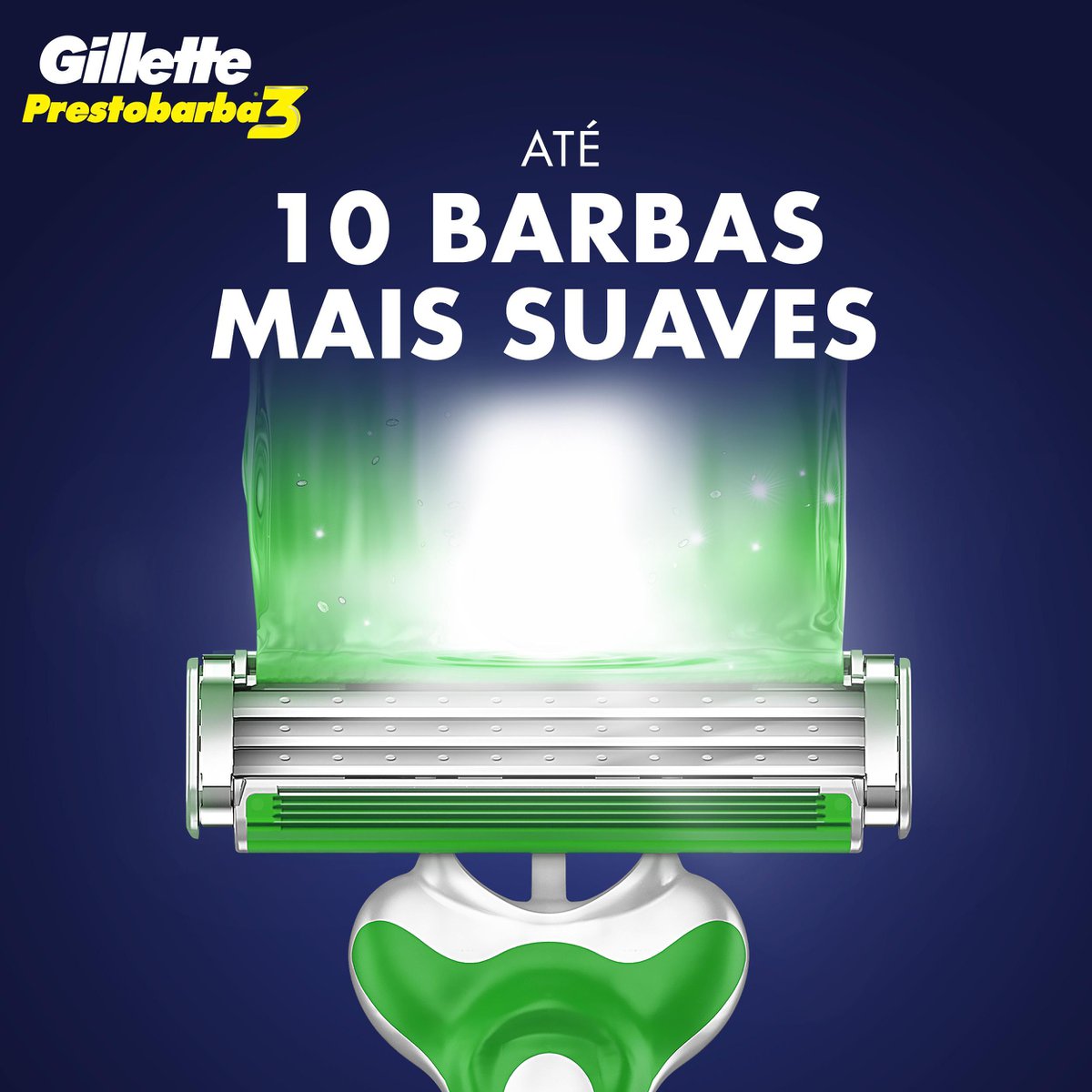 Close da lâmina do Gillette Prestobarba 3 com destaque para lâminas e ComfortGel