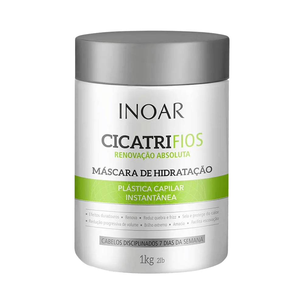 Máscara Inoar Cicatrifios 1000ml - pote branco com tampa cinza