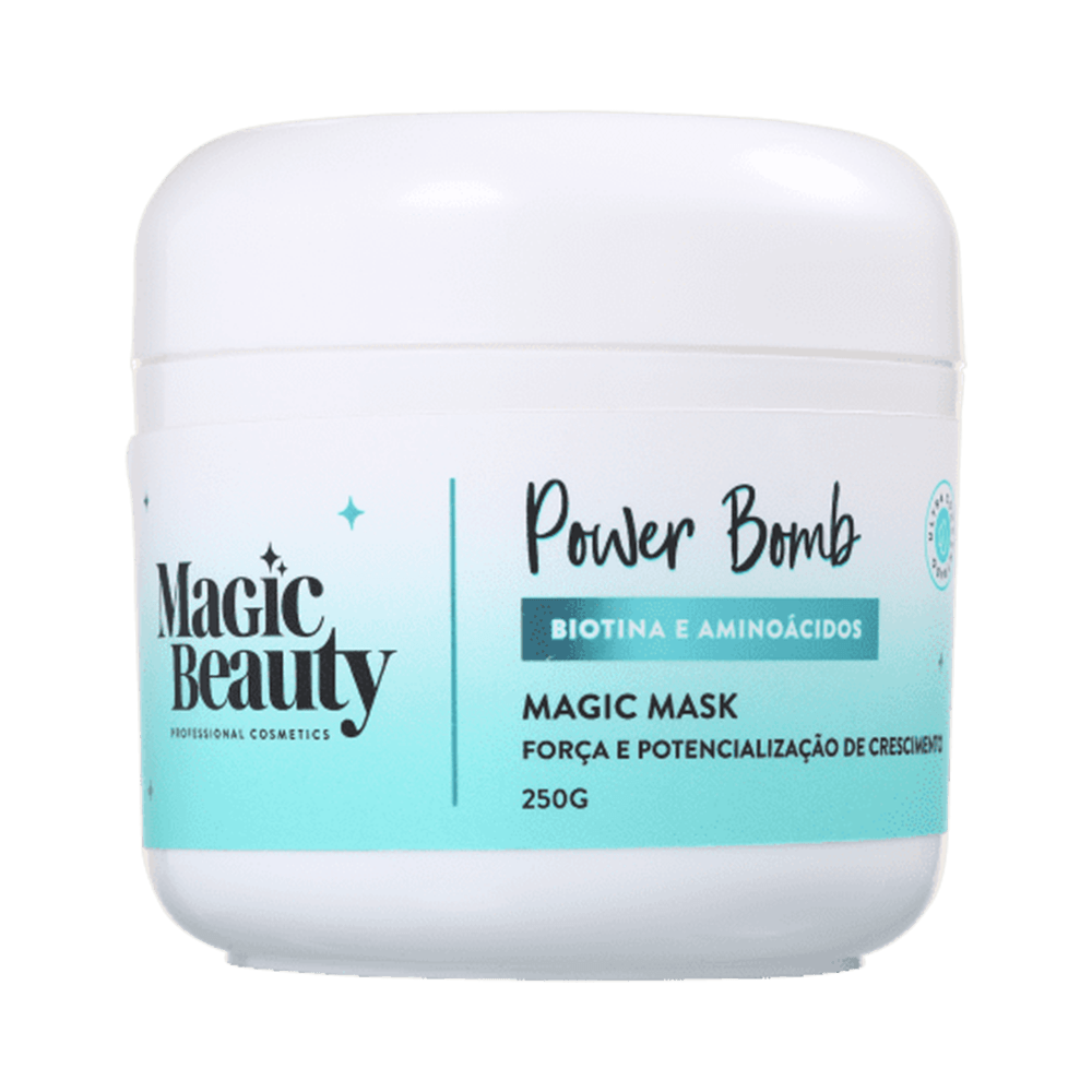 Máscara Magic Beauty Power Bomb 250g - embalagem branca com rótulo azul