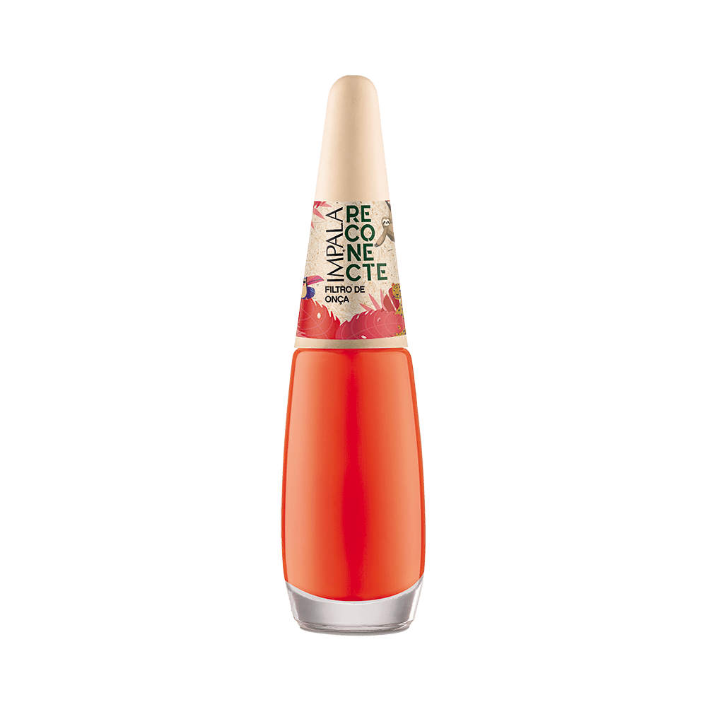 Frasco frontal do Esmalte Impala Reconecte Filtro de Onça mostrando cor e embalagem