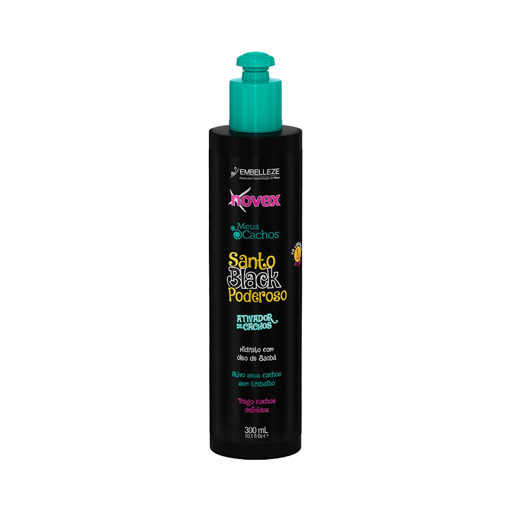 Ativador de Cachos Novex Santo Black Poderoso 300ml - frente do frasco