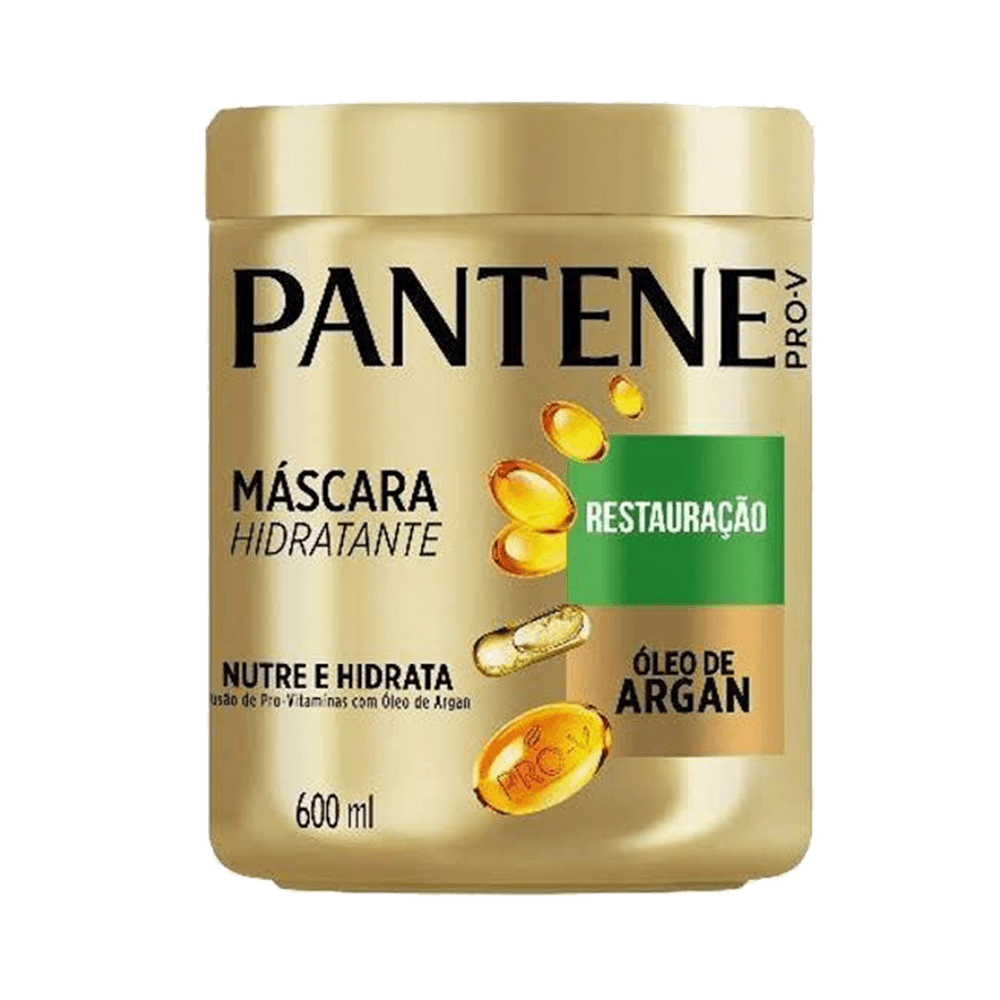 Pote dourado da Máscara Pantene Restauração Profunda 600ml - frontal