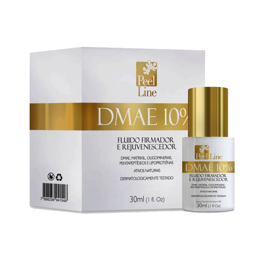 Fluído Peel Line DMAE 10% 30ml - imagem frontal do frasco e caixa