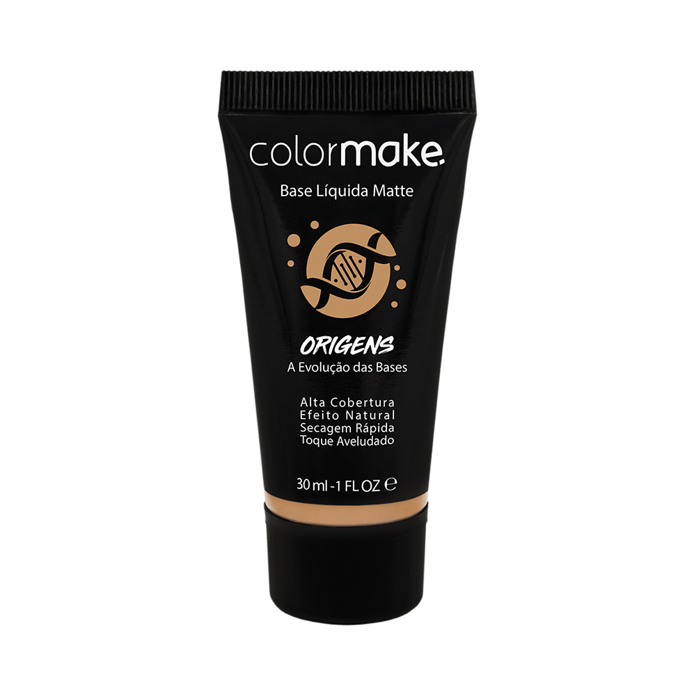 Base Líquida ColorMake Origens 02 Matte 30ml - embalagem preta e bege