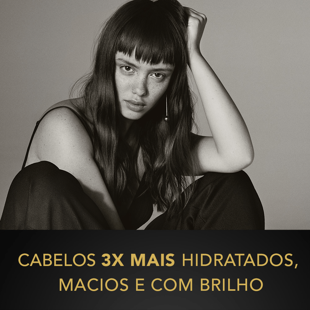 Imagem destacando brilho e hidratação proporcionados pelo shampoo