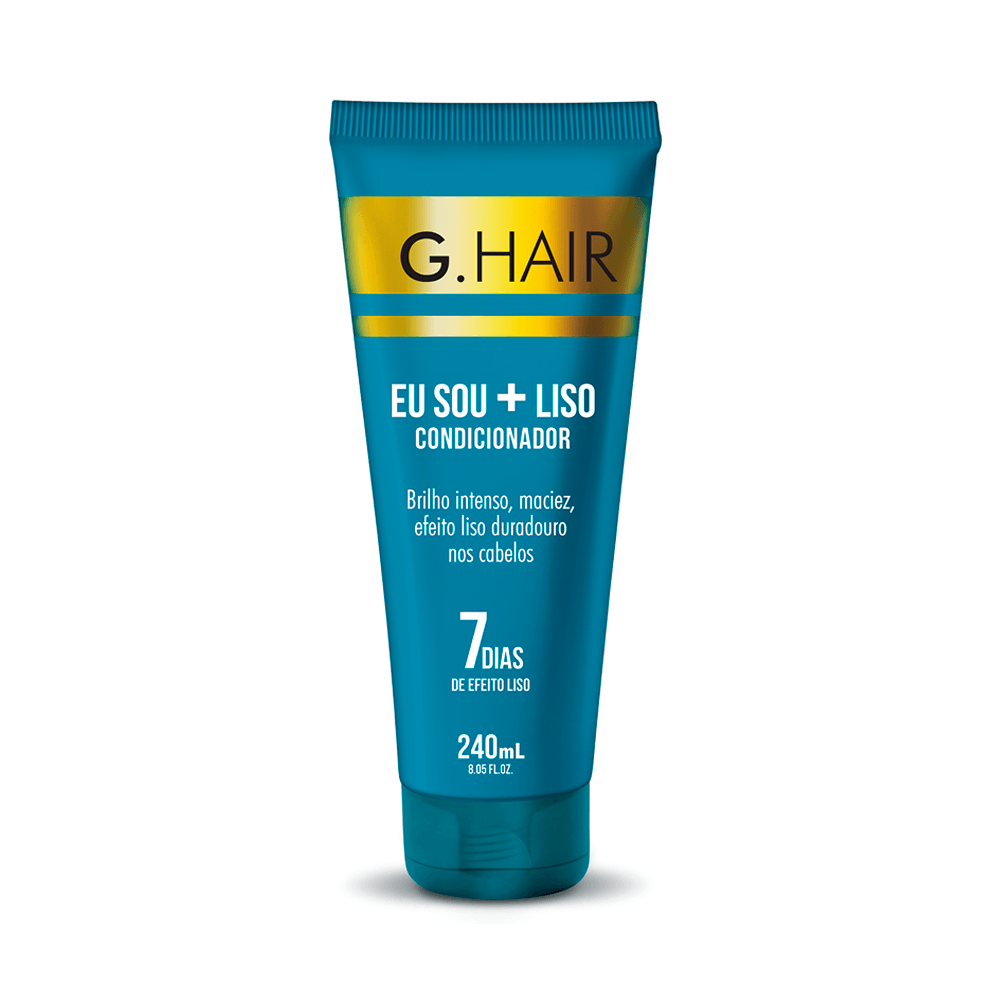 Condicionador G-Hair Eu Sou + Liso 240ml tubo azul com detalhes dourados