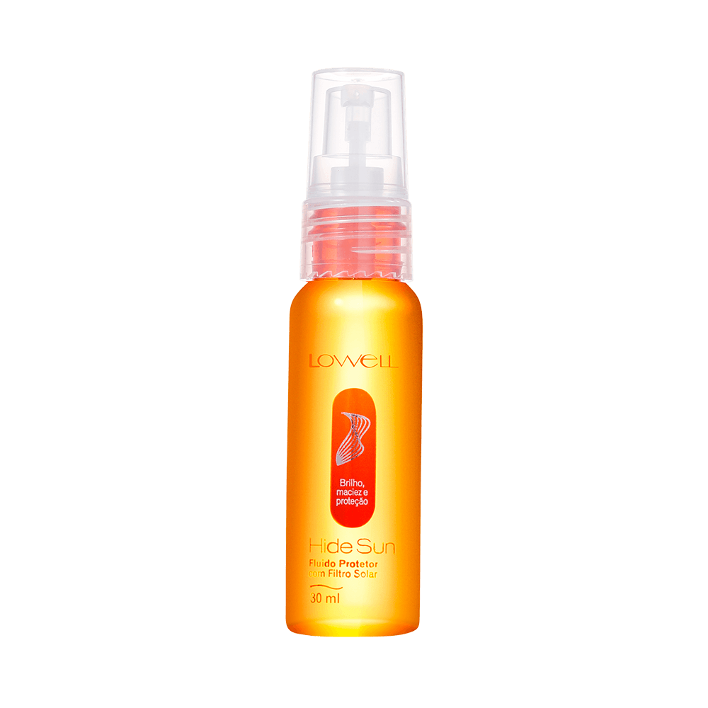 Fluído Protetor Lowell Hide Sun 30ml - frasco spray laranja translúcido