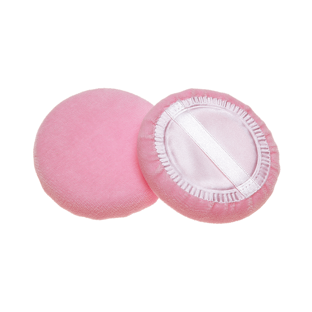 Esponja Marylu de veludo pequena rosa mostrando superfície macia e faixa elástica