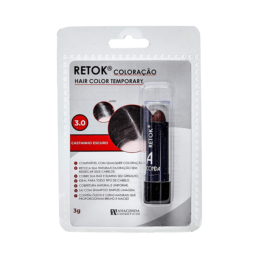 Retok Anaconda 3.0 Castanho Escuro - bastão para retoque de raiz 3g