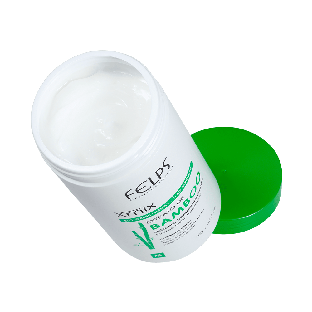 Pote aberto mostrando a textura cremosa da Máscara Felps Xmix 1kg