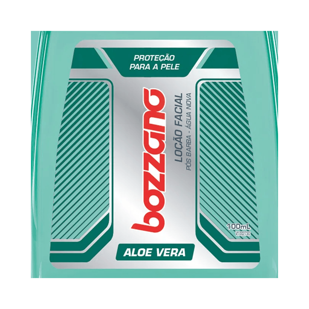 Close no rótulo da Loção Pós-Barba Bozzano Aloe Vera 100ml