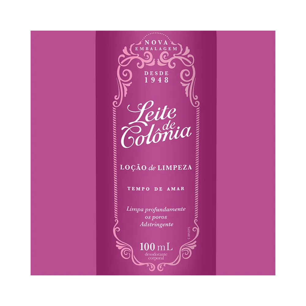 Detalhe do rótulo Leite de Colônia Tempo de Amar 100ml