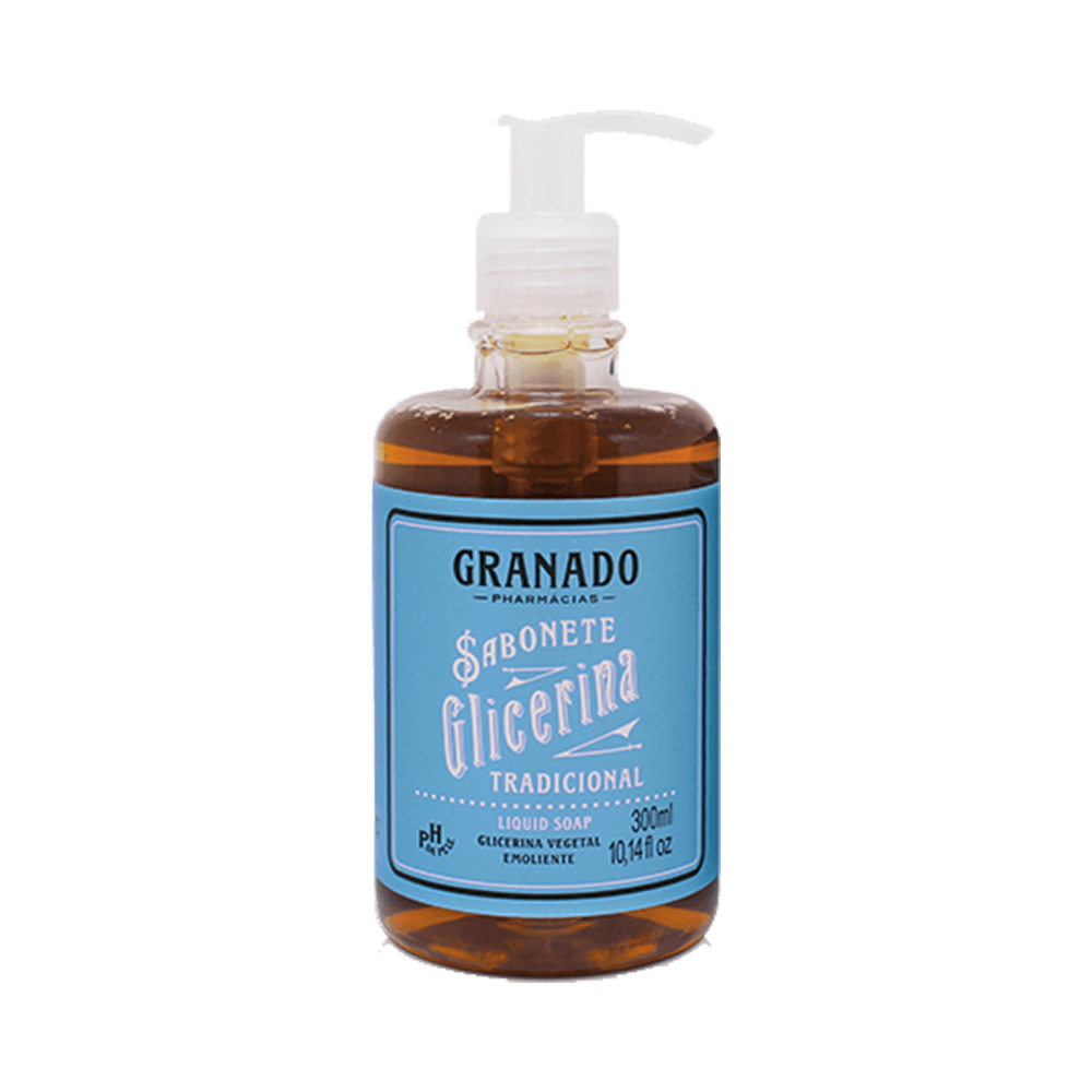 Sabonete Líquido Glicerina Granado Tradicional 300ml - embalagem âmbar com pump