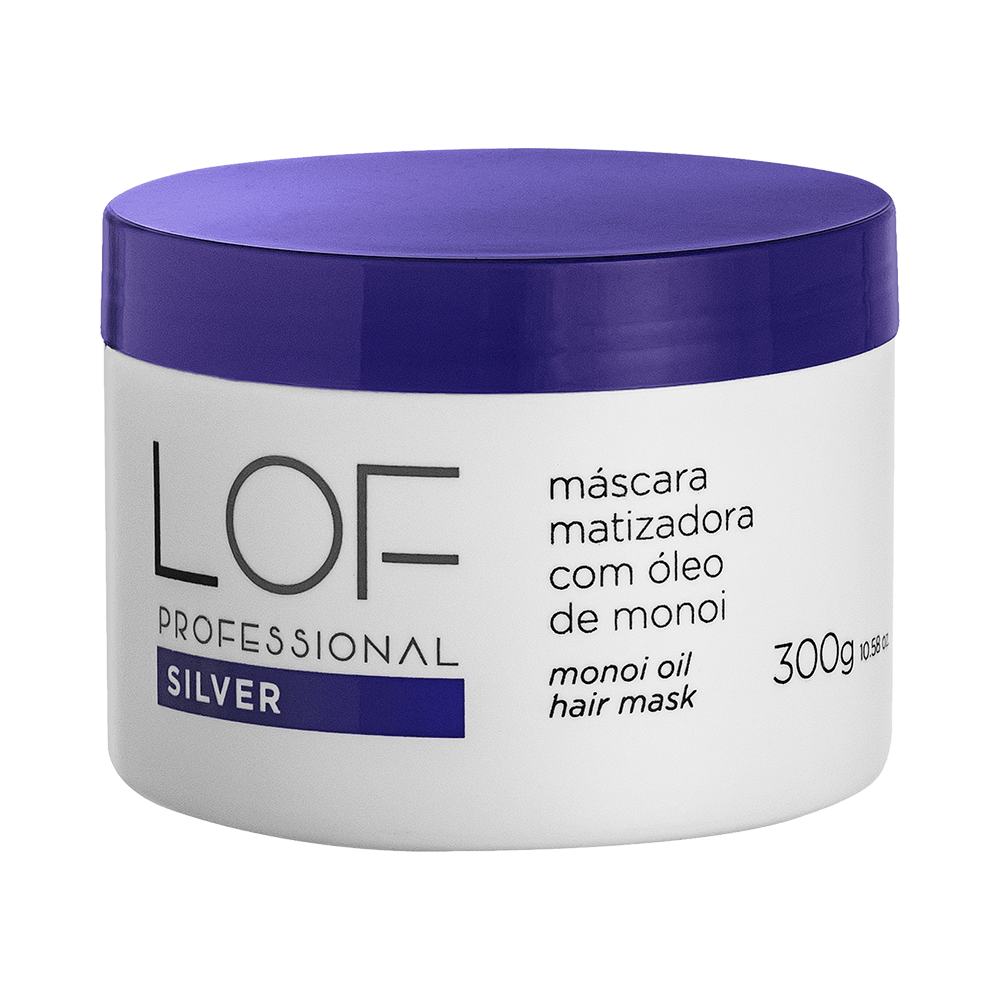 Máscara Matizadora LOF Silver 300ml - embalagem branca com tampa roxa