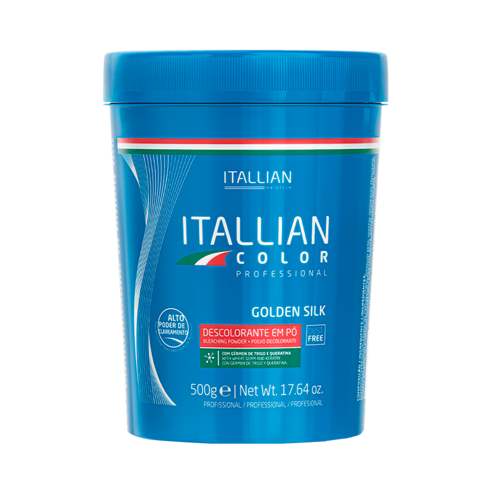Pote azul do Pó Descolorante Azul Itallian Golden Silk Dust Free 500g