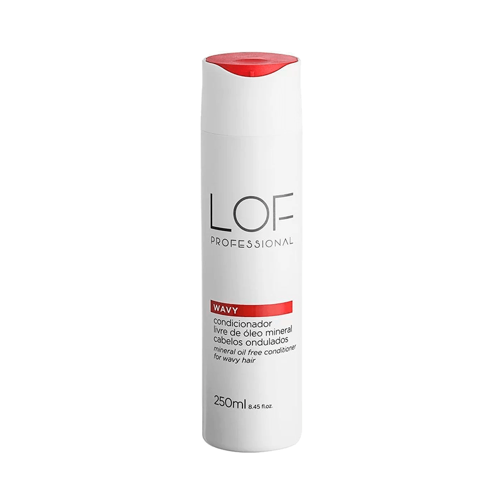 Frasco do Condicionador LOF Professional Wavy Cachos 250ml em fundo neutro