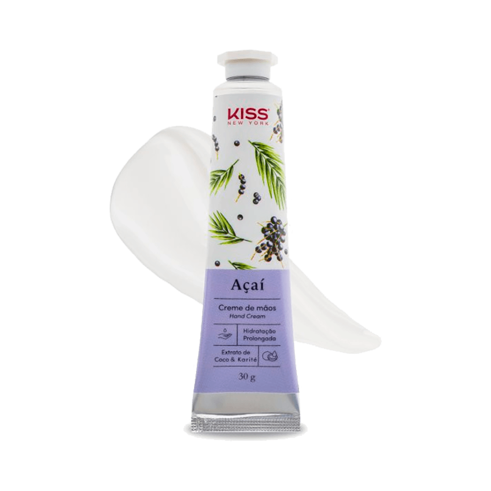 Creme para Mãos Kiss New York Açaí 30g mostrando textura do creme