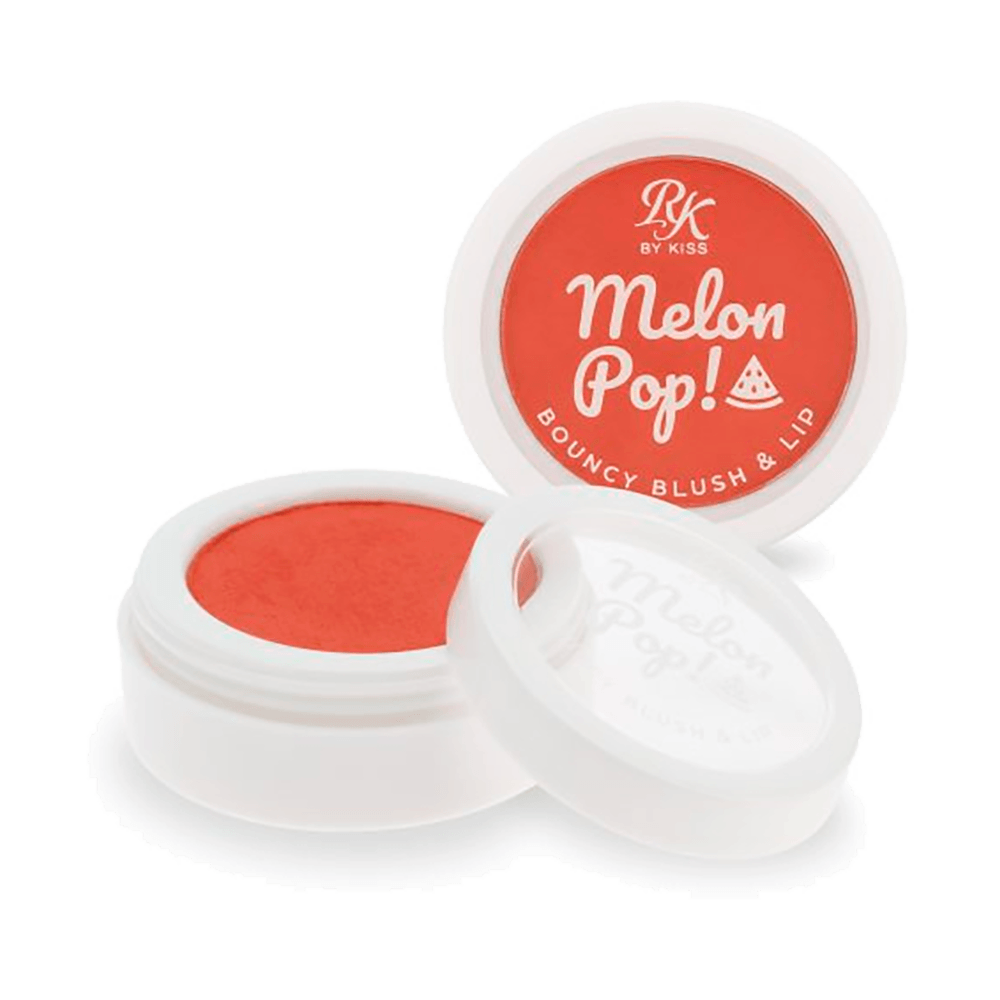 Produto aberto mostrando blush no tom Melon Pop, textura cremosa