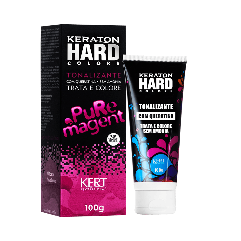 Tonalizante Keraton Hard Color Pure Magent 100g - embalagem preta com detalhes magenta