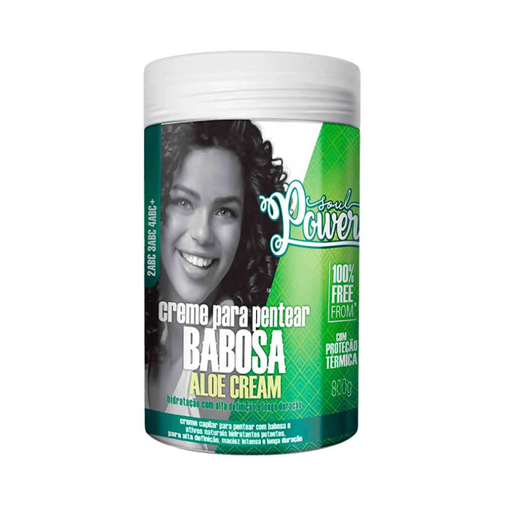 Creme para Pentear Soul Power Babosa Aloe Cream 800g - embalagem verde