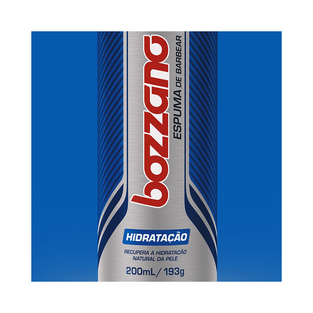 Rótulo frontal detalhado da Espuma de Barbear Bozzano Hidratação