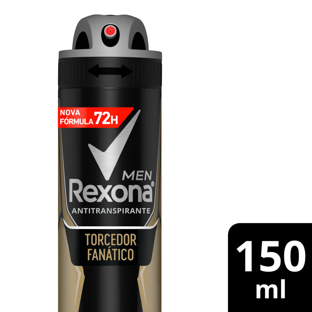 Desodorante Rexona Torcedor Fanático 72h - embalagem preta com detalhes dourados
